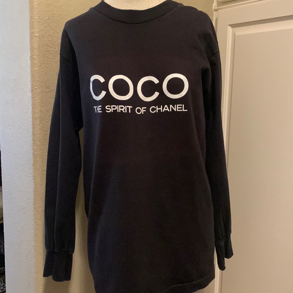 Rare Vintage 90’s COCO The Spirit of Chanel Black Long Sleeve Tee Shirt Large L